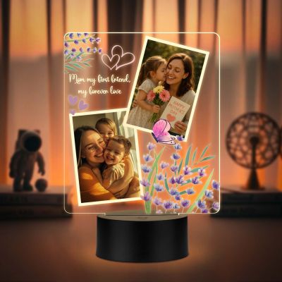 Personalized Mom “My First Friend” Engraved Night Lamp with Warm White Light & USB Powered